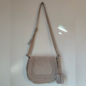 Vince Camuto Izzi Saddlebag Crossbody Purse Tan EUC
